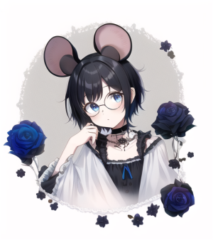 _mouse ears, black hair, blue eyes, messy hair, gothic lolita, vampire, short ha s-3787103945.png