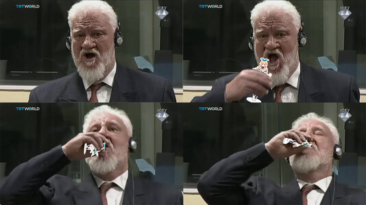 Slobodan Praljak commits suicide by drinking pomu.jpg